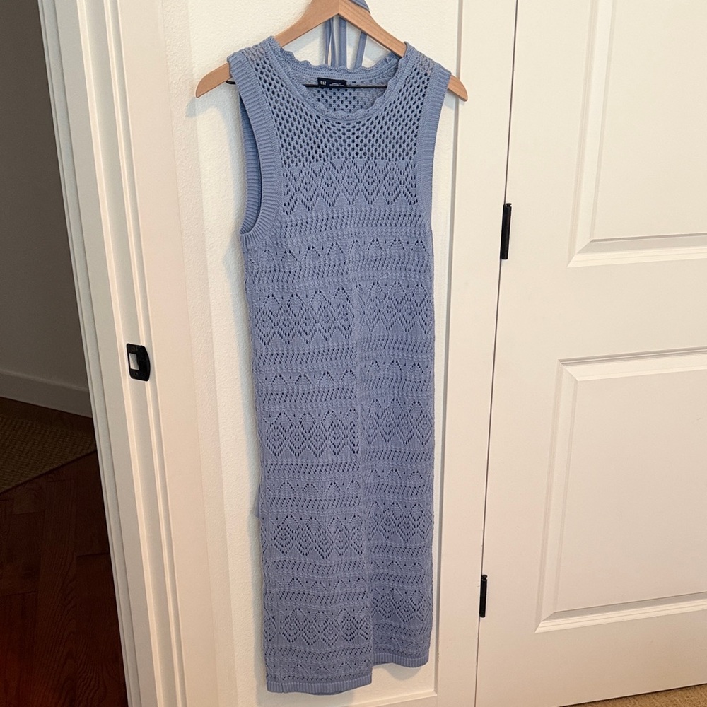 GAP Sleeveless Crochet Knit Midi Dress in Periwinkle